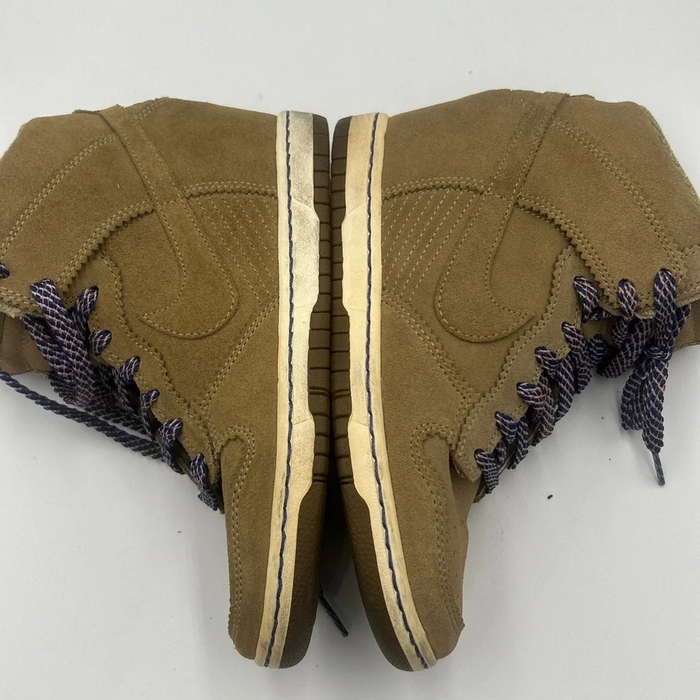 Nike Dunk High Sky Hi Brown Suede Filbert Sz 8 528899-201 Hidden Wedge Lace Up